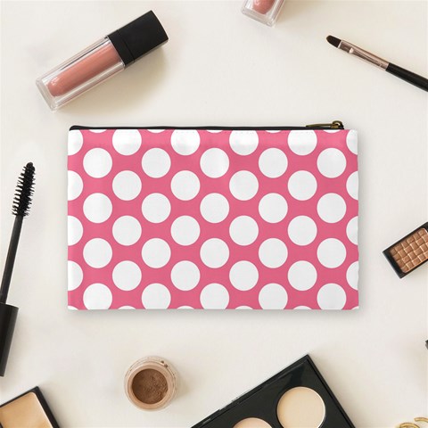 Pink Polkadot Cosmetic Bag (Medium) from ArtsNow.com Back