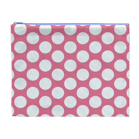 Pink Polkadot Cosmetic Bag (XL) from ArtsNow.com Front