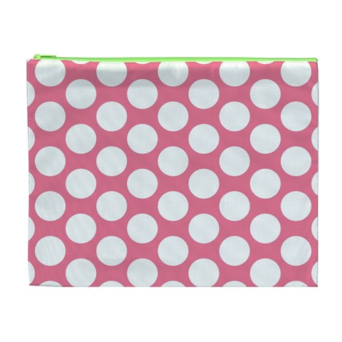 Pink Polkadot Cosmetic Bag (XL) from ArtsNow.com Front