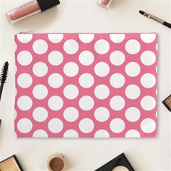 Pink Polkadot Cosmetic Bag (XL) from ArtsNow.com Front