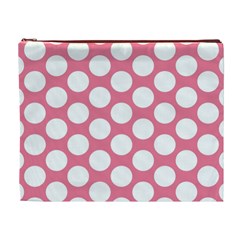 Pink Polkadot Cosmetic Bag (XL) from ArtsNow.com Front