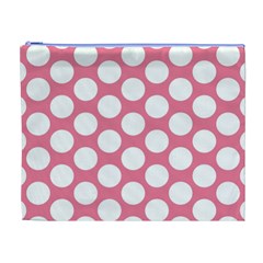 Pink Polkadot Cosmetic Bag (XL) from ArtsNow.com Front