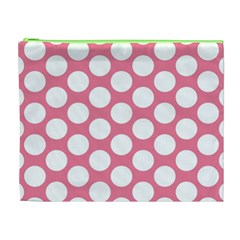 Pink Polkadot Cosmetic Bag (XL) from ArtsNow.com Front