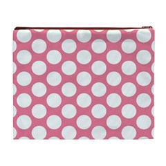 Pink Polkadot Cosmetic Bag (XL) from ArtsNow.com Back