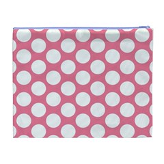 Pink Polkadot Cosmetic Bag (XL) from ArtsNow.com Back