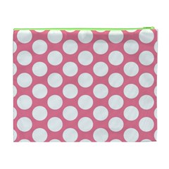 Pink Polkadot Cosmetic Bag (XL) from ArtsNow.com Back