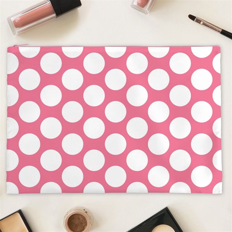 Pink Polkadot Cosmetic Bag (XXL) from ArtsNow.com Front