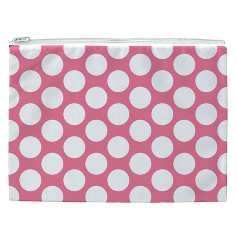 Pink Polkadot Cosmetic Bag (XXL) from ArtsNow.com Front