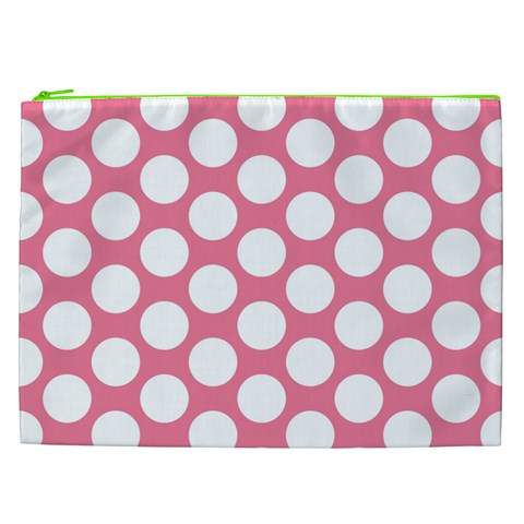 Pink Polkadot Cosmetic Bag (XXL) from ArtsNow.com Front