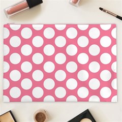 Pink Polkadot Cosmetic Bag (XXL) from ArtsNow.com Front