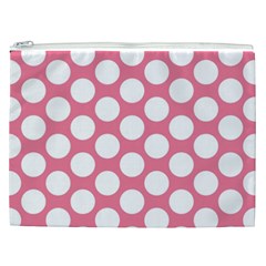 Pink Polkadot Cosmetic Bag (XXL) from ArtsNow.com Front