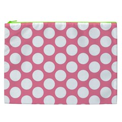 Pink Polkadot Cosmetic Bag (XXL) from ArtsNow.com Front