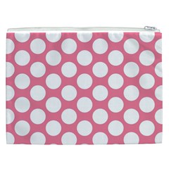 Pink Polkadot Cosmetic Bag (XXL) from ArtsNow.com Back