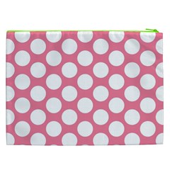 Pink Polkadot Cosmetic Bag (XXL) from ArtsNow.com Back