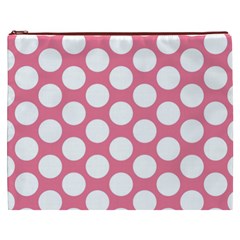 Pink Polkadot Cosmetic Bag (XXXL) from ArtsNow.com Front