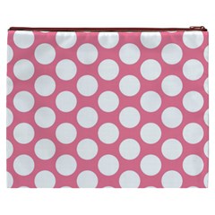 Pink Polkadot Cosmetic Bag (XXXL) from ArtsNow.com Back