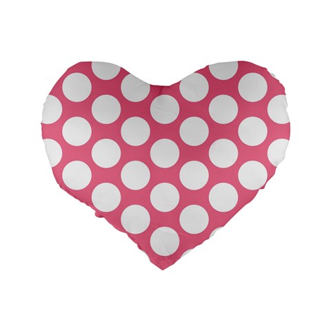 Pink Polkadot 16  Premium Heart Shape Cushion  from ArtsNow.com Back