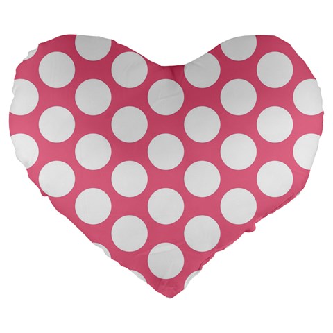 Pink Polkadot 19  Premium Heart Shape Cushion from ArtsNow.com Front