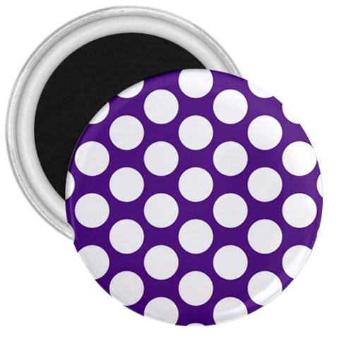 Purple Polkadot 3  Button Magnet from ArtsNow.com Front