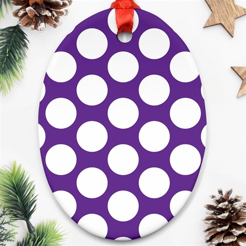 Purple Polkadot Oval Ornament (Two Sides) from ArtsNow.com Back