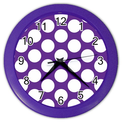 Purple Polkadot Wall Clock (Color) from ArtsNow.com Front