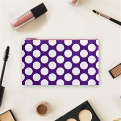 Purple Polkadot Cosmetic Bag (Small) from ArtsNow.com Front