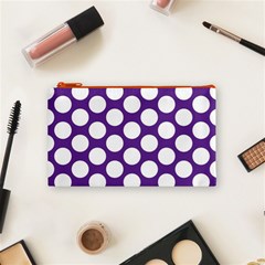 Purple Polkadot Cosmetic Bag (Small) from ArtsNow.com Front