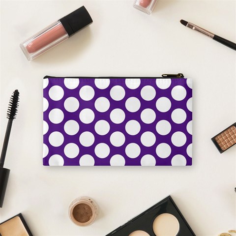 Purple Polkadot Cosmetic Bag (Small) from ArtsNow.com Back