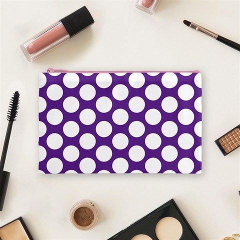 Purple Polkadot Cosmetic Bag (Medium) from ArtsNow.com Front