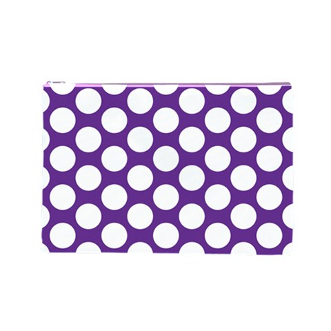 Purple Polkadot Cosmetic Bag (Large) from ArtsNow.com Front