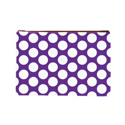 Purple Polkadot Cosmetic Bag (Large) from ArtsNow.com Front