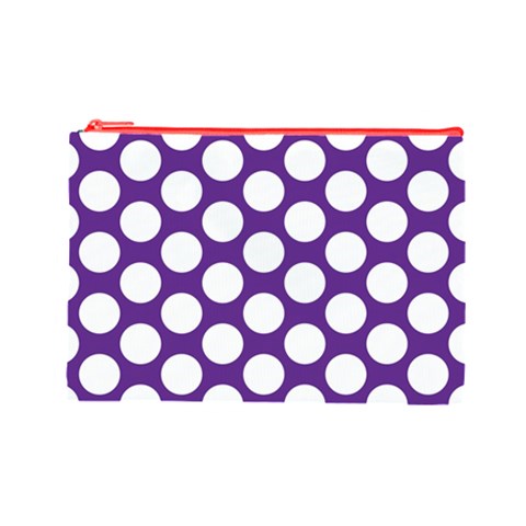 Purple Polkadot Cosmetic Bag (Large) from ArtsNow.com Front