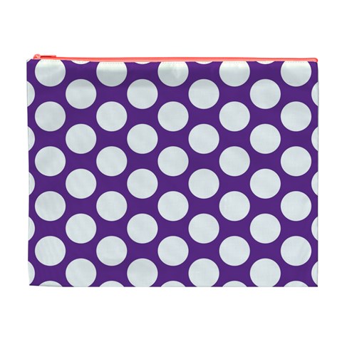 Purple Polkadot Cosmetic Bag (XL) from ArtsNow.com Front