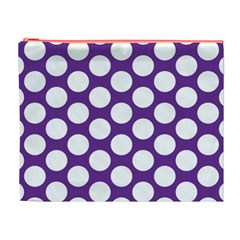 Purple Polkadot Cosmetic Bag (XL) from ArtsNow.com Front