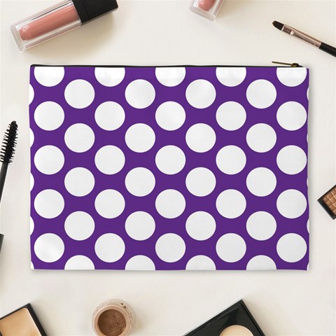 Purple Polkadot Cosmetic Bag (XL) from ArtsNow.com Back