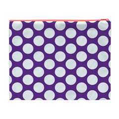 Purple Polkadot Cosmetic Bag (XL) from ArtsNow.com Back