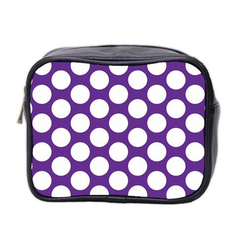 Purple Polkadot Mini Travel Toiletry Bag (Two Sides) from ArtsNow.com Front