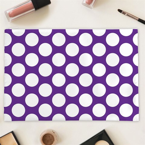 Purple Polkadot Cosmetic Bag (XXL) from ArtsNow.com Front