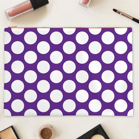 Purple Polkadot Cosmetic Bag (XXL) from ArtsNow.com Front