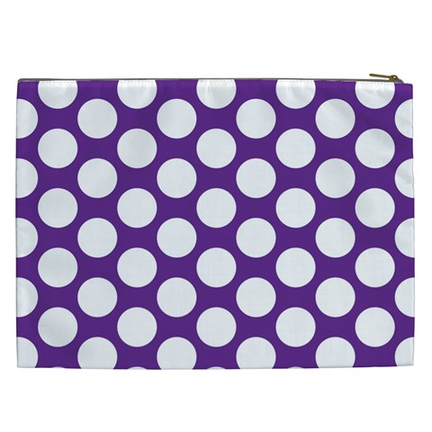 Purple Polkadot Cosmetic Bag (XXL) from ArtsNow.com Back