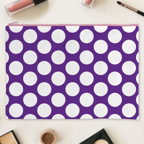 Purple Polkadot Cosmetic Bag (XXXL) from ArtsNow.com Front