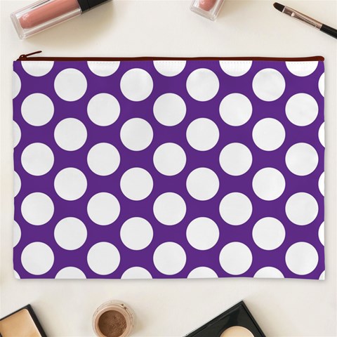 Purple Polkadot Cosmetic Bag (XXXL) from ArtsNow.com Front