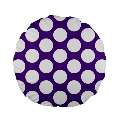 Purple Polkadot 15  Premium Round Cushion  from ArtsNow.com Back