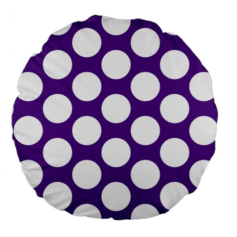 Purple Polkadot 18  Premium Round Cushion  from ArtsNow.com Back