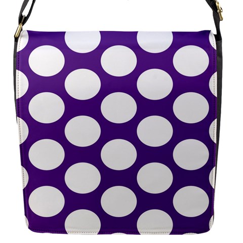 Purple Polkadot Flap Closure Messenger Bag (Small) from ArtsNow.com Front