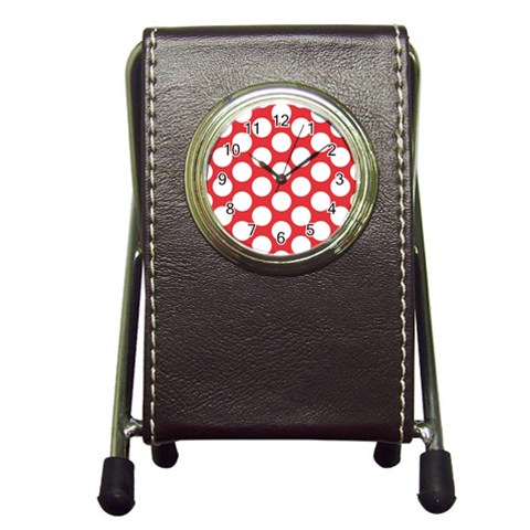 Red Polkadot Stationery Holder Clock from ArtsNow.com Front