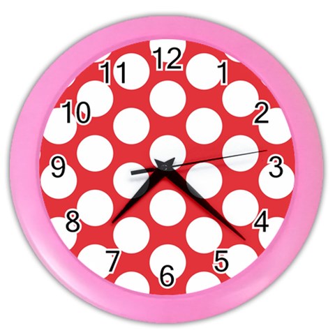 Red Polkadot Wall Clock (Color) from ArtsNow.com Front