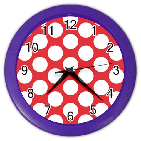 Red Polkadot Wall Clock (Color) from ArtsNow.com Front