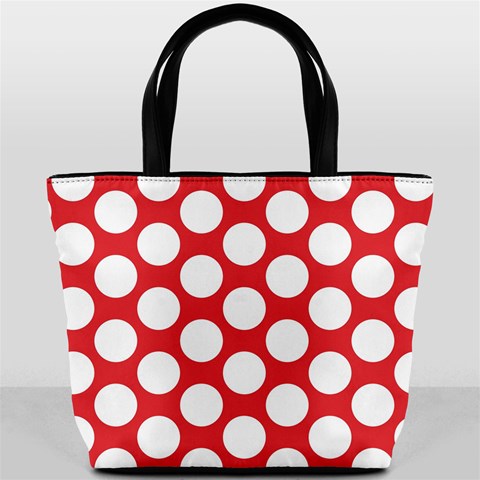 Red Polkadot Bucket Handbag from ArtsNow.com Back