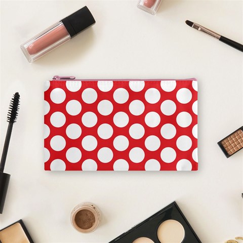 Red Polkadot Cosmetic Bag (Small) from ArtsNow.com Front